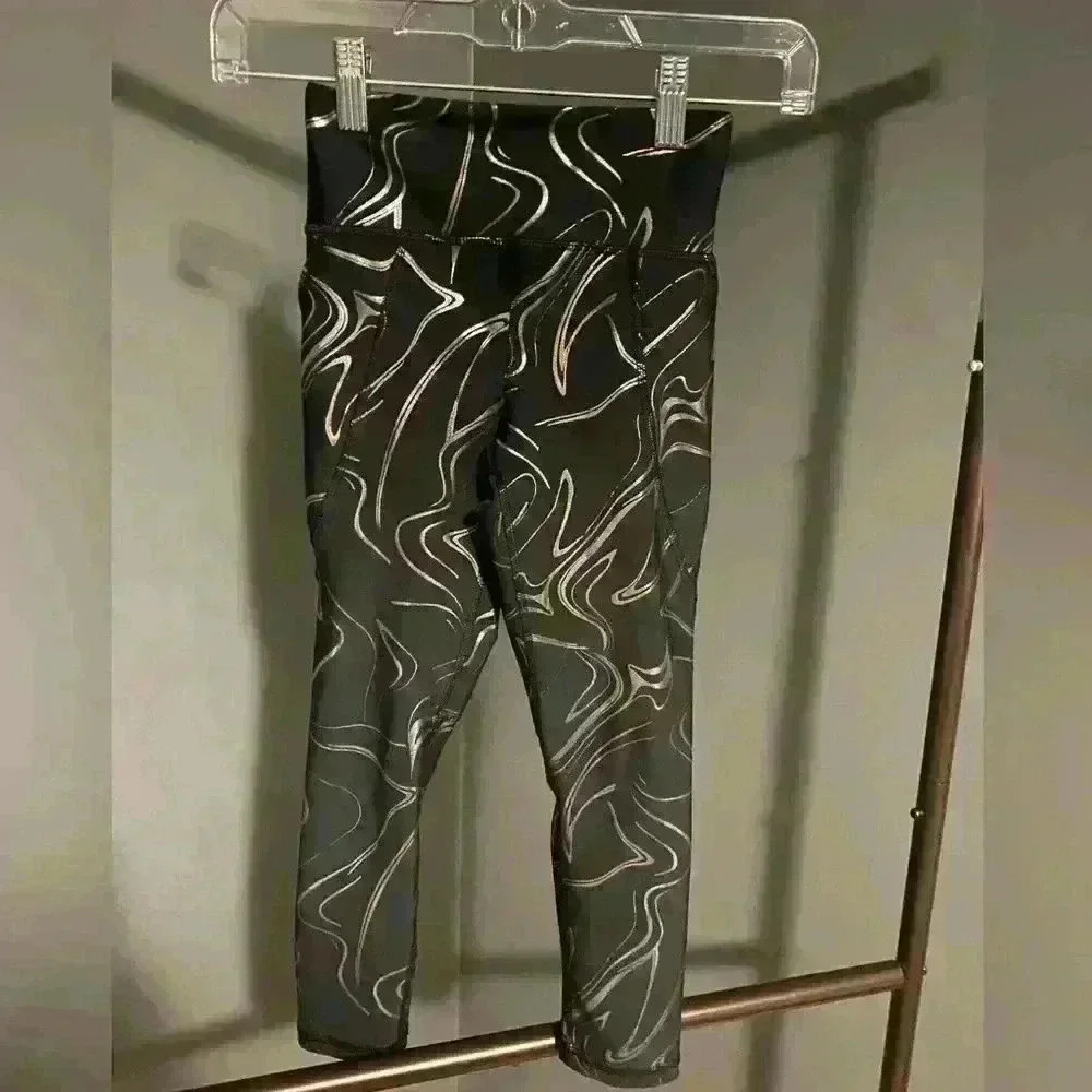 Old Navy‎ Leggings Girls Size S 6-7 black high rise active powersoft